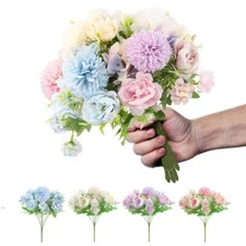 Artificial 9 Heads Silk Peony Flowers Wedding Bouquet Home Party Outdoor Decor