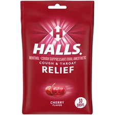 HALLS Relief CHERRY Cough Drops, 30 Drops (Pack Of 1)