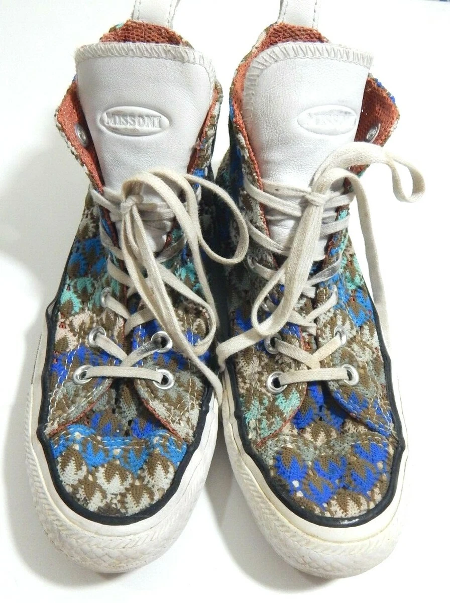 Missoni x Converse Women&#039;s 6.5 High Top Crochet Multicolor FLAW Free Ship | eBay