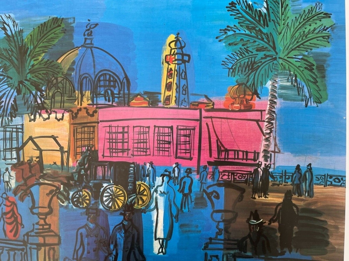 RAOUL DUFY,'PIER AND PROMENADE AT NICE' RARE AUTHENTIC 1991 ART