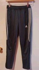 Youth Adidas Climacool Track Pants Dark Green White Stripes Pockets Medium