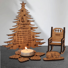Christmas In Heaven Memorial Personalised Gift Tealight Holder Chair Tree Pet