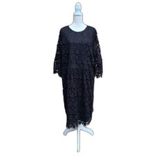 Anthology Black Lace Crochet Bell Sleeve Plus Size Dress Woman's Size 20