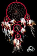 NEW LARGE 22CM DREAMCATHER IN RED SUEDE LEATHER HELP BAD DREAMS   / dcle22trired