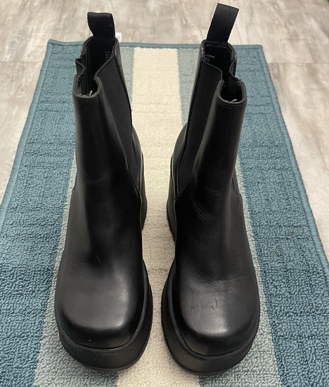 Steve Madden Platform Leather Boots Black Grunge Bratz Sz 5.5