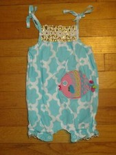 Mudpie/Mud Pie Fish Appliqu�d Bubble Romper Size 0-6 months