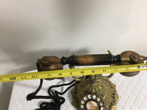 Telefono antico vintage in ottone per ricambi o riparazioni necessita di ri-cablato - Foto 12 di 12