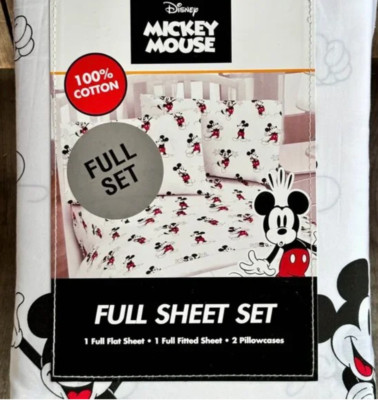 NEW Disney Classic Mickey Mouse Full Size ALL COTTON Sheet Set