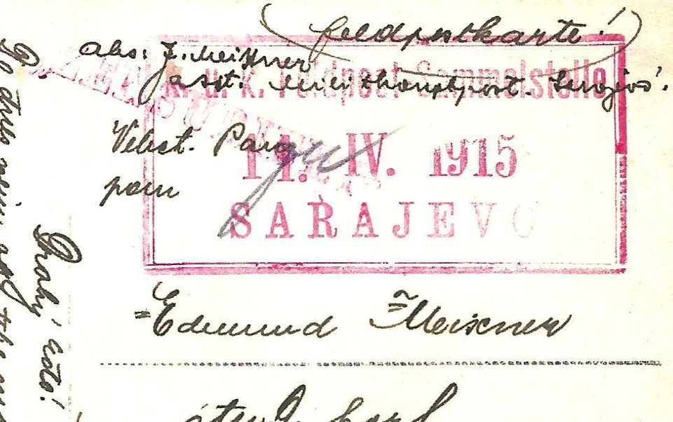 AUSTRIA BOSNIA 1915. SARAJEVO K.u.K. CDS CORREO DE CAMPAÑA LUGAR DE COLECCIÓN CAJA ROJA RARO Foto 2 de 3