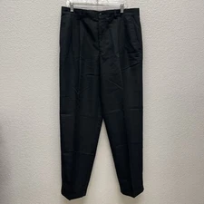 Claiborne Pants Men 36 R Pleated Cuffed Dress Slacks Business Work Black Capsule