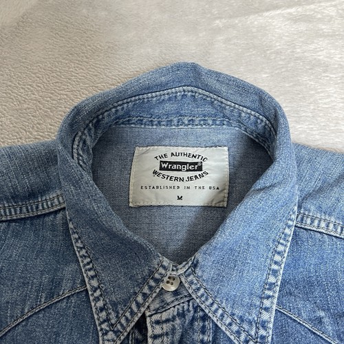 Wrangler Vintage Men’s Pearl Snap Denim Western Shirt Blue Size Large - Bild 3 von 16