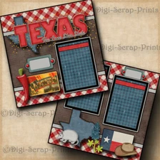 TEXAS travel 2 premade scrapbook pages paper piecing VACATION digiscrap #A0232
