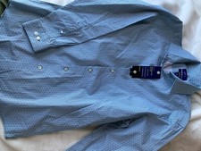 Men  s small blue patterned dress shirt