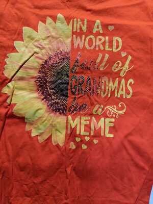 In a World full of Grandmas Be a Meme Orange Bee Flower Mens M