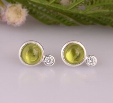 Peridot Birthstone Stud Earrings 925 Sterling Silver Earrings For Birthday Gift