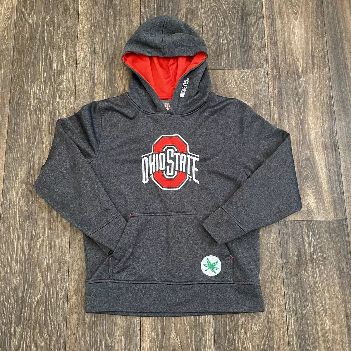 OHIO STATE BUCKEYES Gray Pullover Hoodie OSU Kids Youth Boys Size M Medium