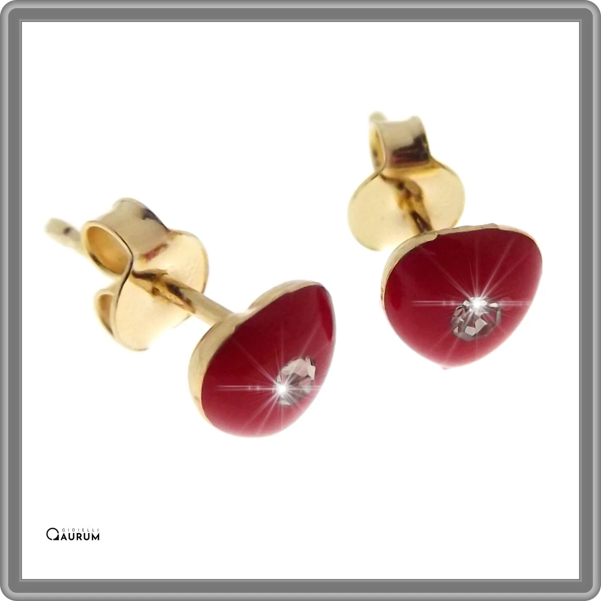 Miore Orecchini Donna Oro Giallo Piccoli a Lobo Solitario Zirconi taglio brillante 9 Kt / 375 : Miore