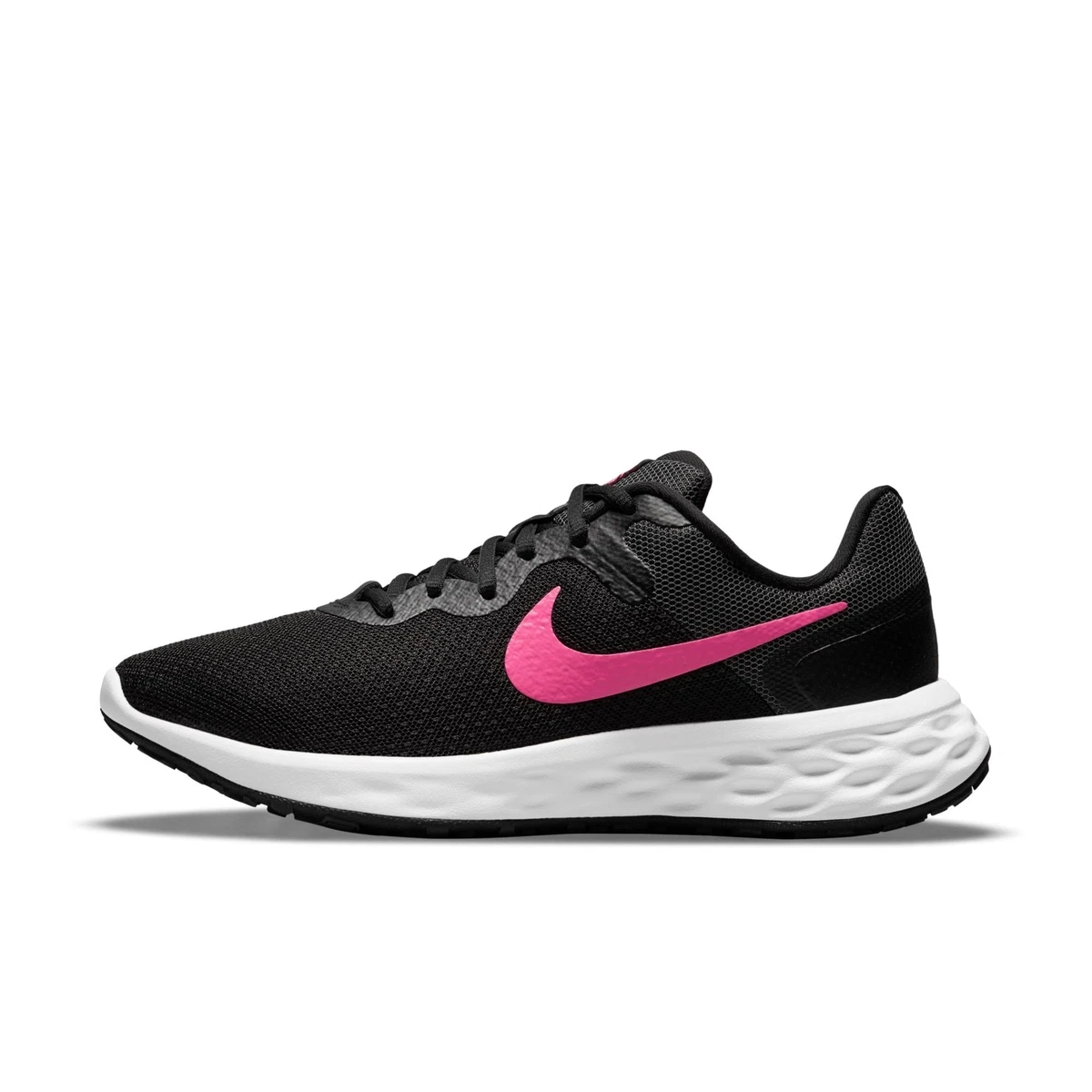 Ladies black and clearance pink nike trainers
