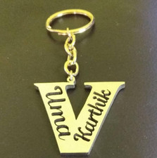Personalize Key Chain Key Ring With Your Custom Name Inside Alphabet Hand carved