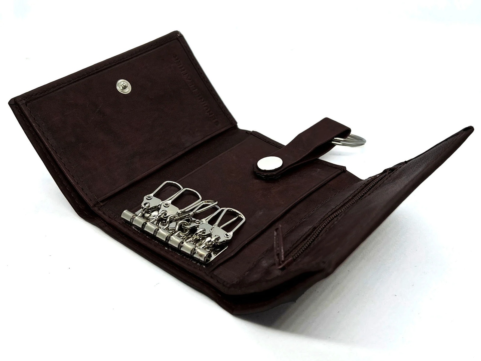 Genuine Leather Keychain Men's Wallet Key Ring Trifold Front Pocket eBay