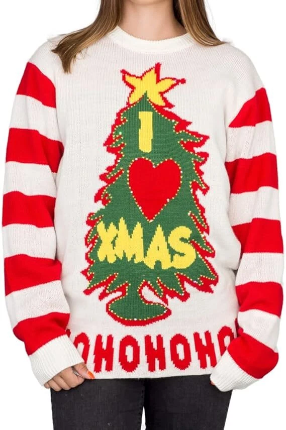 Я люблю Xmas HOHOHO свет вверх светодиод и колокольчики уродливый Рождественский свитер (S - 5XL) - Изображение 3 из 4