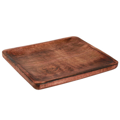 Holztablett Deko Tablett rechteckig Dunkelbraun lasiert 30×25cm rustikal