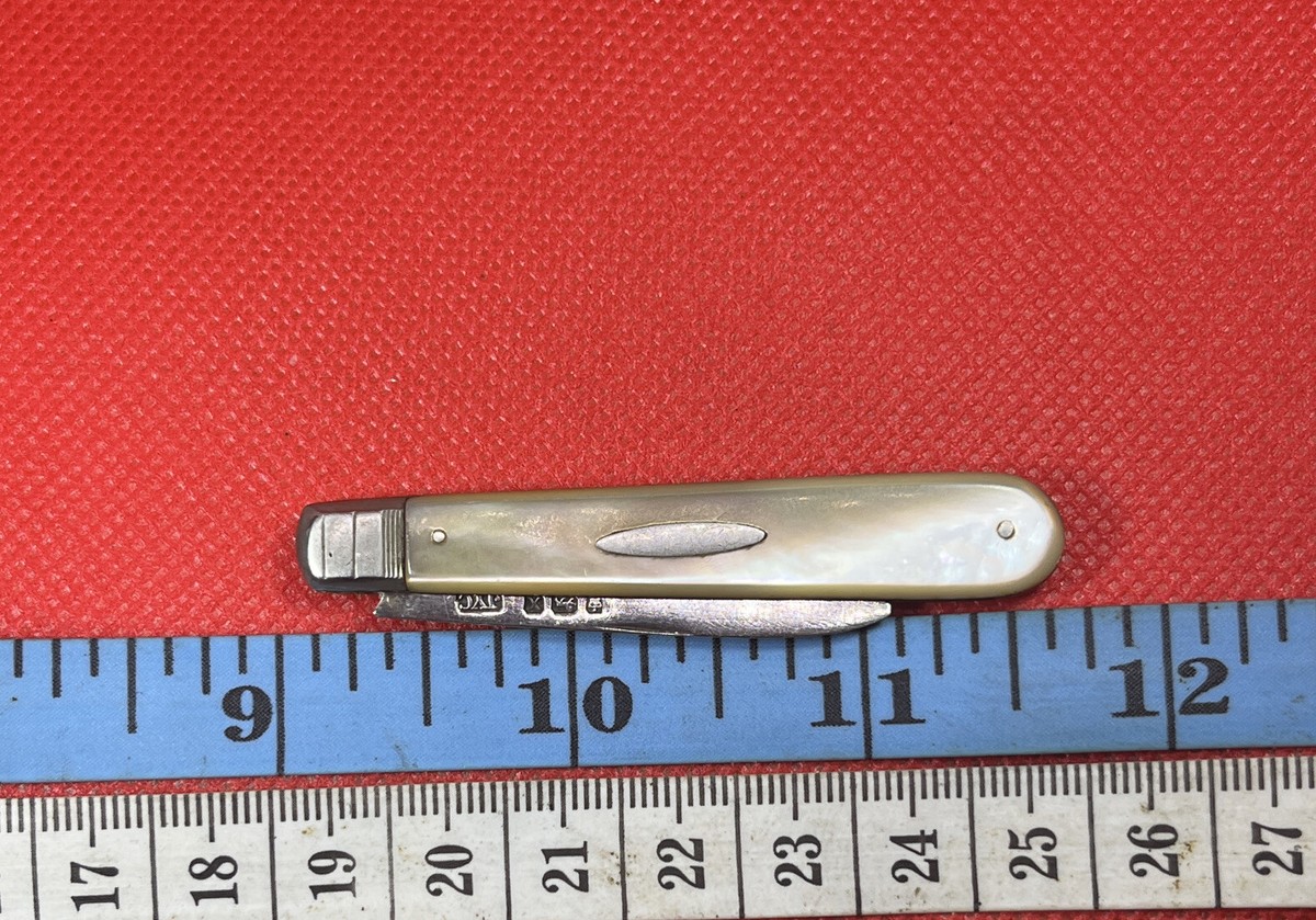 Antique 1890 Sheffield Sterling Silver & MOP Folding Pocket Antique 1890 Sheffield Sterling Silver & MOP Folding Pocket