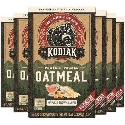 Kodiak Maple Brown Sugar Oatmeal 6 Count Protein Packed Whole Grains 36 Packets