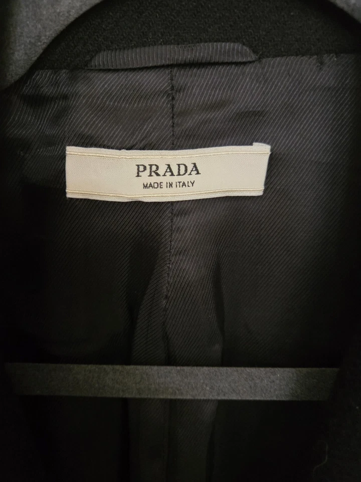 Abrigo de encaje Prada negro lana guipur doble botonadura para mujer talla 42 Foto 3 de 4