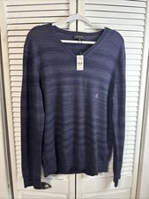 Men  s Dark Espresso Blue Express Merino Wool XL NWT Pullover Sweater