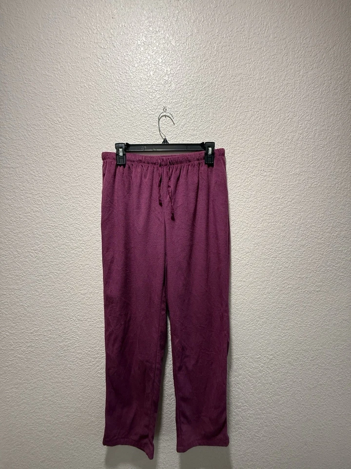Pantalones de salón Cuddl Duds para mujer de vellón con elásticos morados - talla pequeña Foto 2 de 4