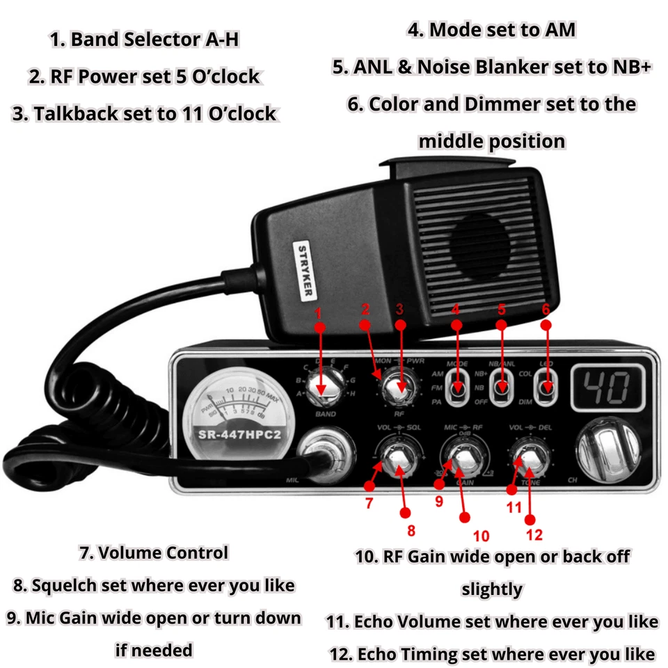 Radioaficionado móvil AM/FM de alta potencia de 10 metros Stryker SR-447HPC2 resistente 7 colores Foto 2 de 4