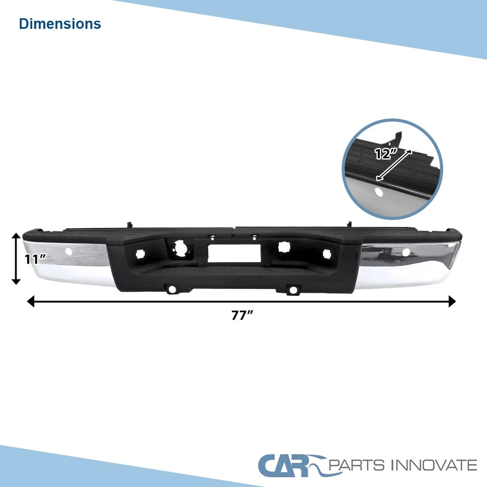 Fits 07-11 Silverado Sierra 1500 Pickup Chrome Rear Bumper Step Bar+Sensor Hole Foto 3 de 4