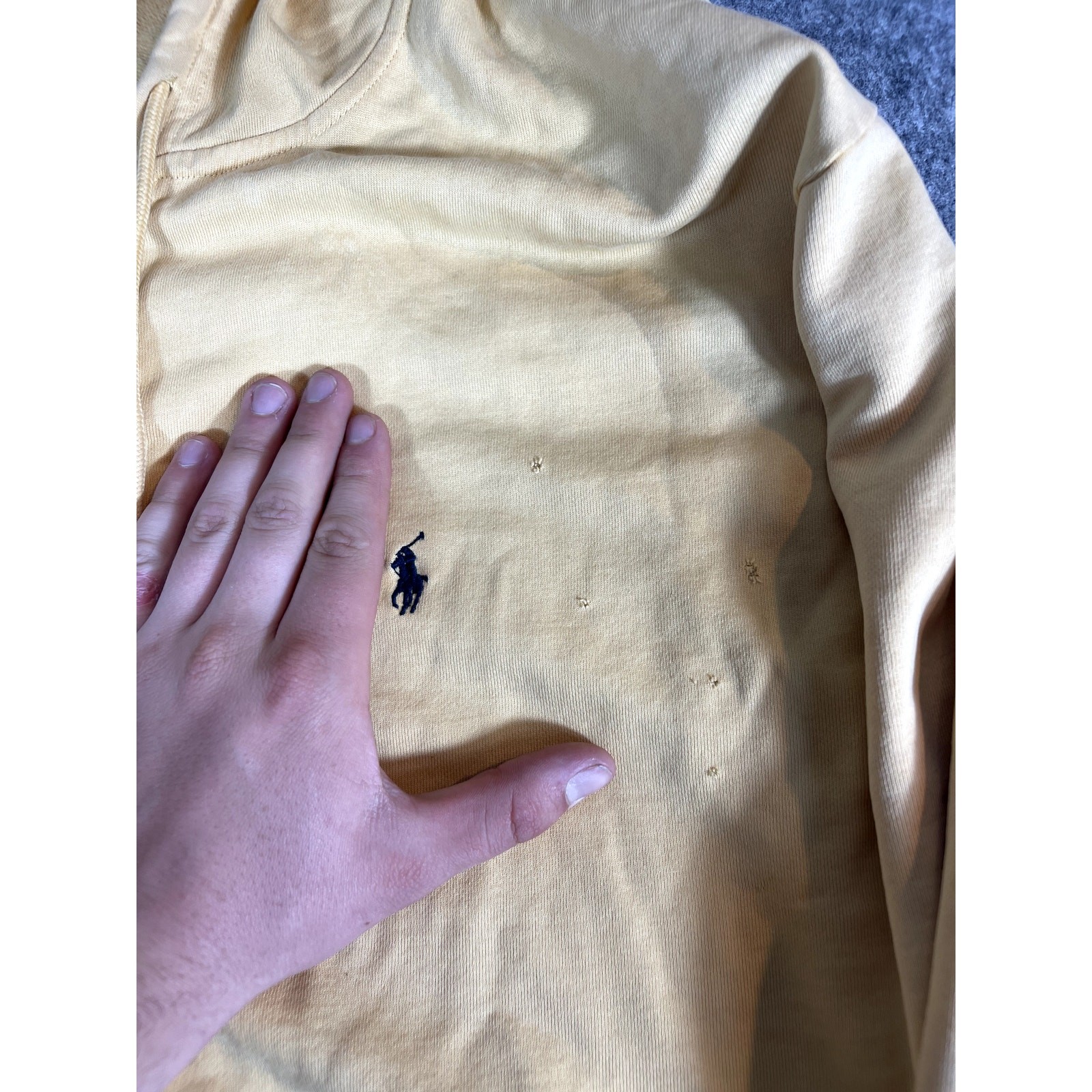 Polo Ralph Lauren vintage full zip cappuccio uomo grande coulisse mini pony giallo