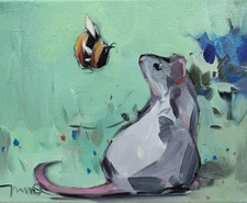 Jose Trujillo Fine Art PRINT 16x20" Collectible Artist Mouse Blue Painting