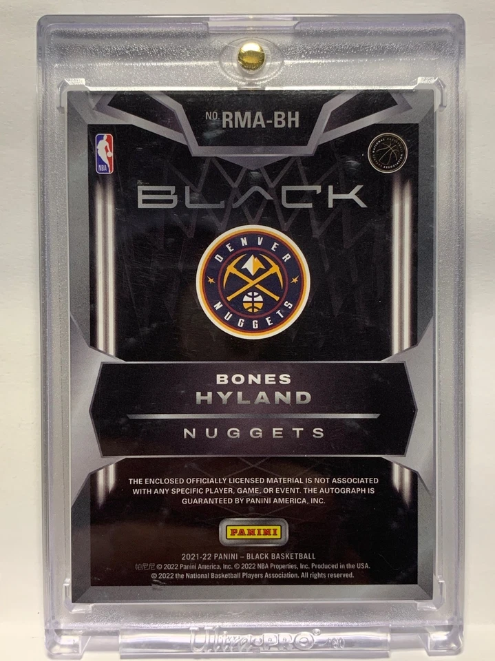 BONES HYLAND RC 2021-22 PANINI BLACK ROOKIE PATCH AUTO GOLD /10 Denver Nuggets - Image 2 of 2