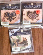 3 KITSs counted glass bead cross stitch Mill Hill Jewelled Hearts Lily Mallard