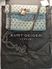 KURT GEIGER Brixton Lock Teal Sequined London Handbag