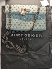 KURT GEIGER Brixton Lock Teal Sequined London Handbag
