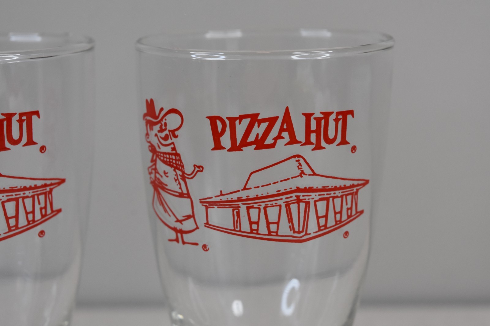 Vintage NOS 1970s Pizza Hut Libbey 10oz Drinking Glasses, Lot of 2