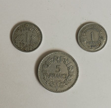 Francos franceses 1943 Vichy, 1948 Morlon, 1949 Lavrillier, aluminio