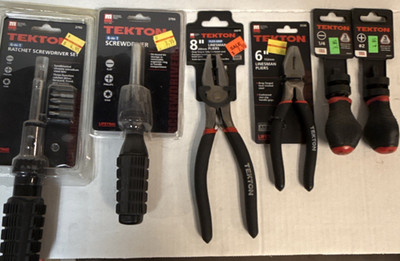 TEKTON 6pc Mixed Tool Set: 6-in-1 Ratchet & Nut Driver, Lineman Pliers