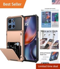 Rose Gold Moto G 2026/2025 Shockproof Wallet Case with Hidden 4-Card Holder