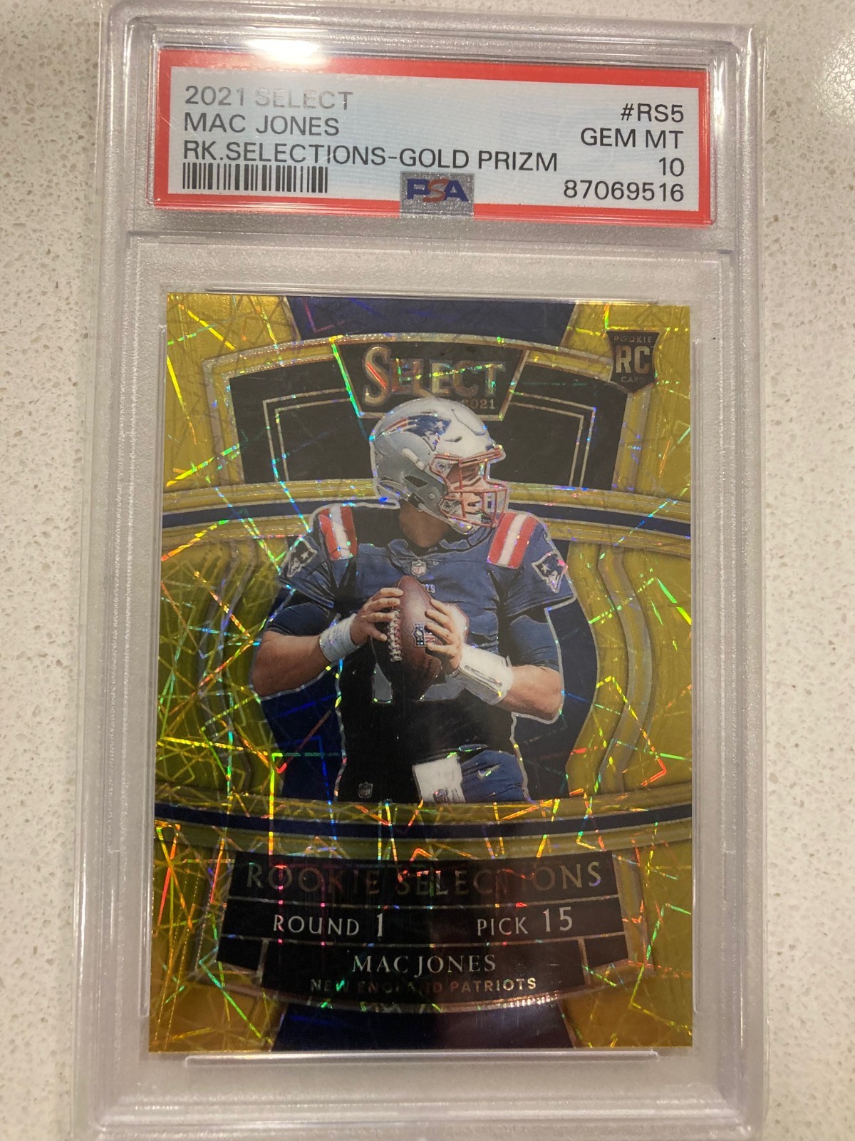 Mac Jones Panini Select Rookie Selections #RS5 Gold Prizm