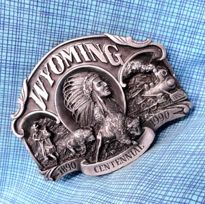 Wyoming Centennial Denver Belt Co. Belt Buckle #85/1000 Vtg 1976 Siskiyou 880985 Wyoming Centennial Belt Buckle | eBay main image 3