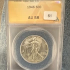 1946 Liberty Walking Half Dollar AU 58 ANACS Philadelphia Silver 50c