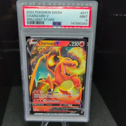 2022 Pokemon BRILLIANT STARS CHARIZARD V FULL ART HOLO 17/172! PSA 9 MINT GRADED