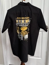 NEW w TAGS Sun Records Rockabilly Short Sleeve Button Up Shirt Black Size M