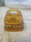 Fenton Gold Satin Glass Purse Trinket Box Hand Painted Flowers Signed LE
