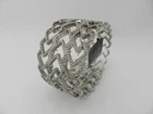 INC International Concepts Silver Tone Crystal Pave Heart Wide Stretch Bracelet